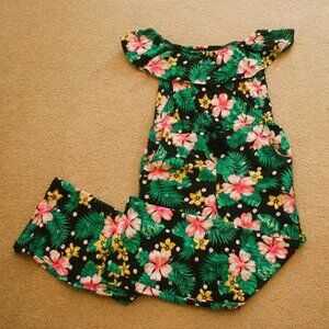 🌺 Arizona Girls Tropical Off-Shoulder Jumpsuit – Size Medium (10/12) 🌺